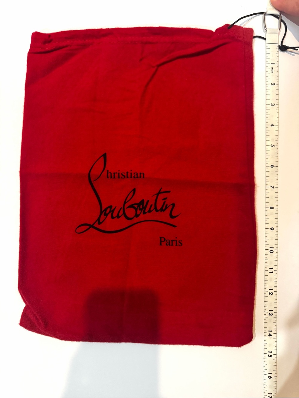 Christian Louboutin Red Drawstring Dust Bag with Black Logo